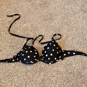 Victoria's Secret Black and Pink Polka Dot Bikini Top